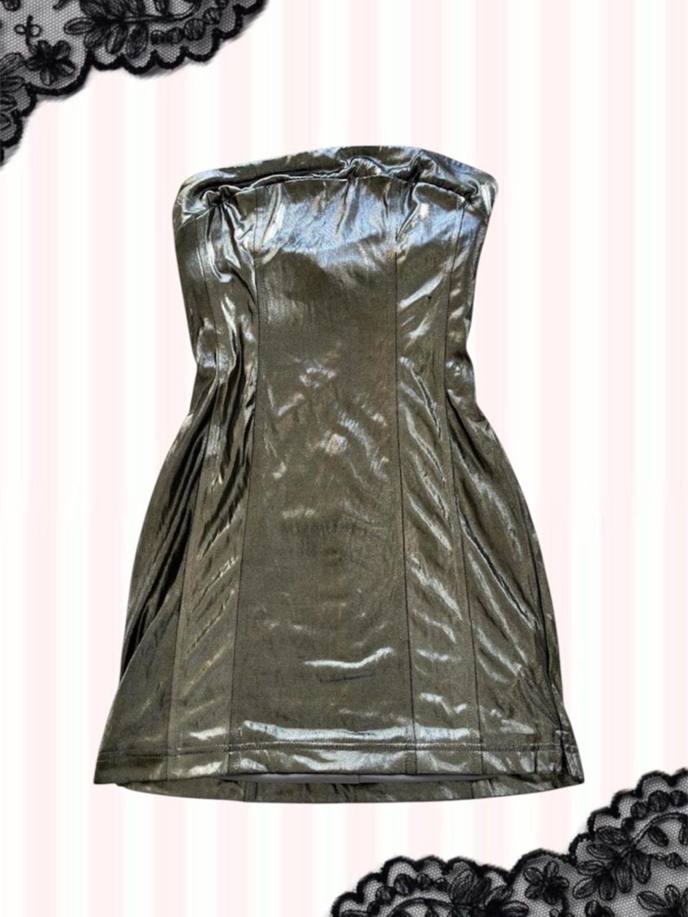 Urban Outfitters Strapless Shiny Metallic Bodycon Dress
